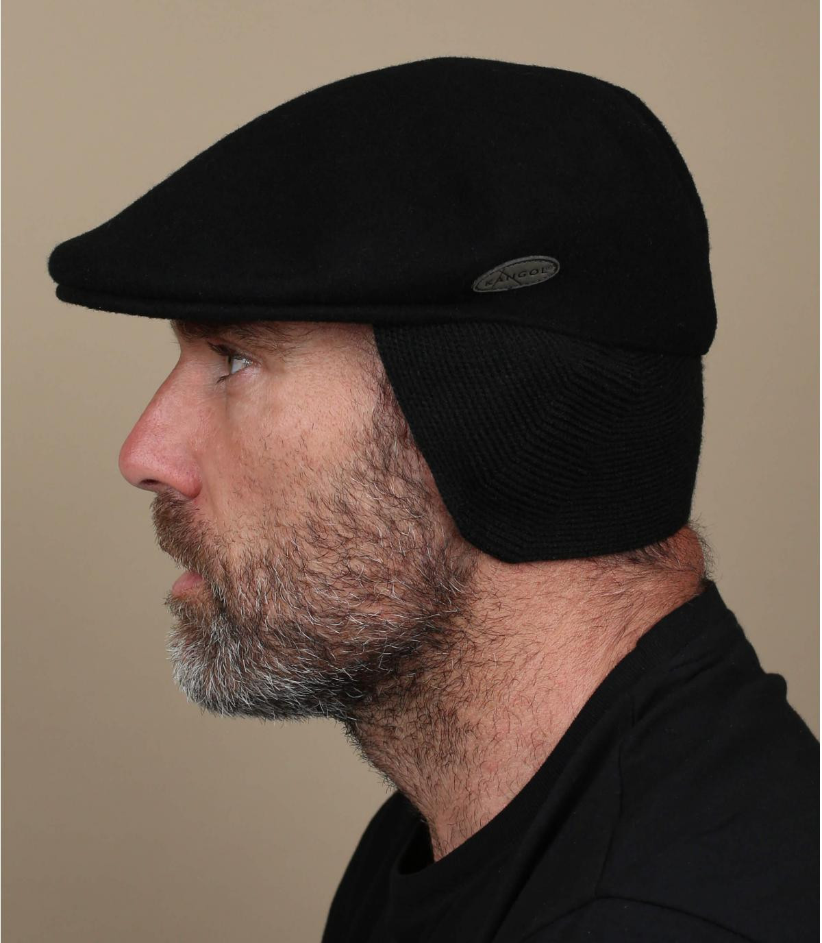 Black ivy cap earflaps 504 wool earflap black